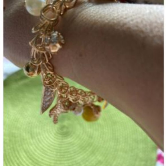 Lemon Charm Bracelet Gold Tone Fruit Starfish - Picture 3 of 4